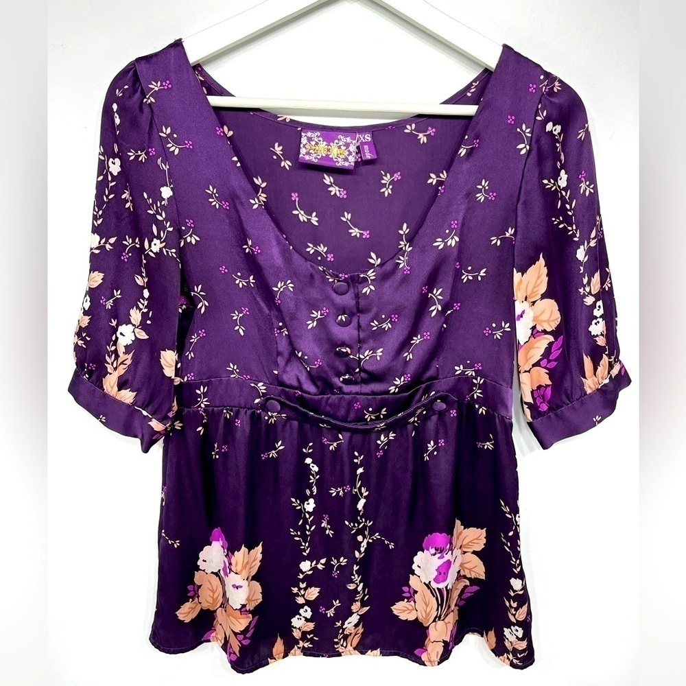 Yumi Kim silk floral blouse size XS